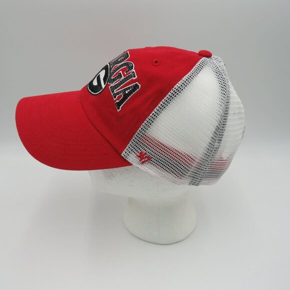 Georgia Bulldogs Snapback Hat Womens Sequins Red White Mesh Trucker Clean Up Cap - Picture 6 of 9